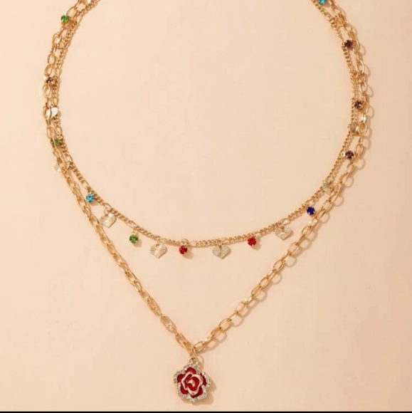 *Kitty* Rose and Hearts Necklace - Picture 3 of 4